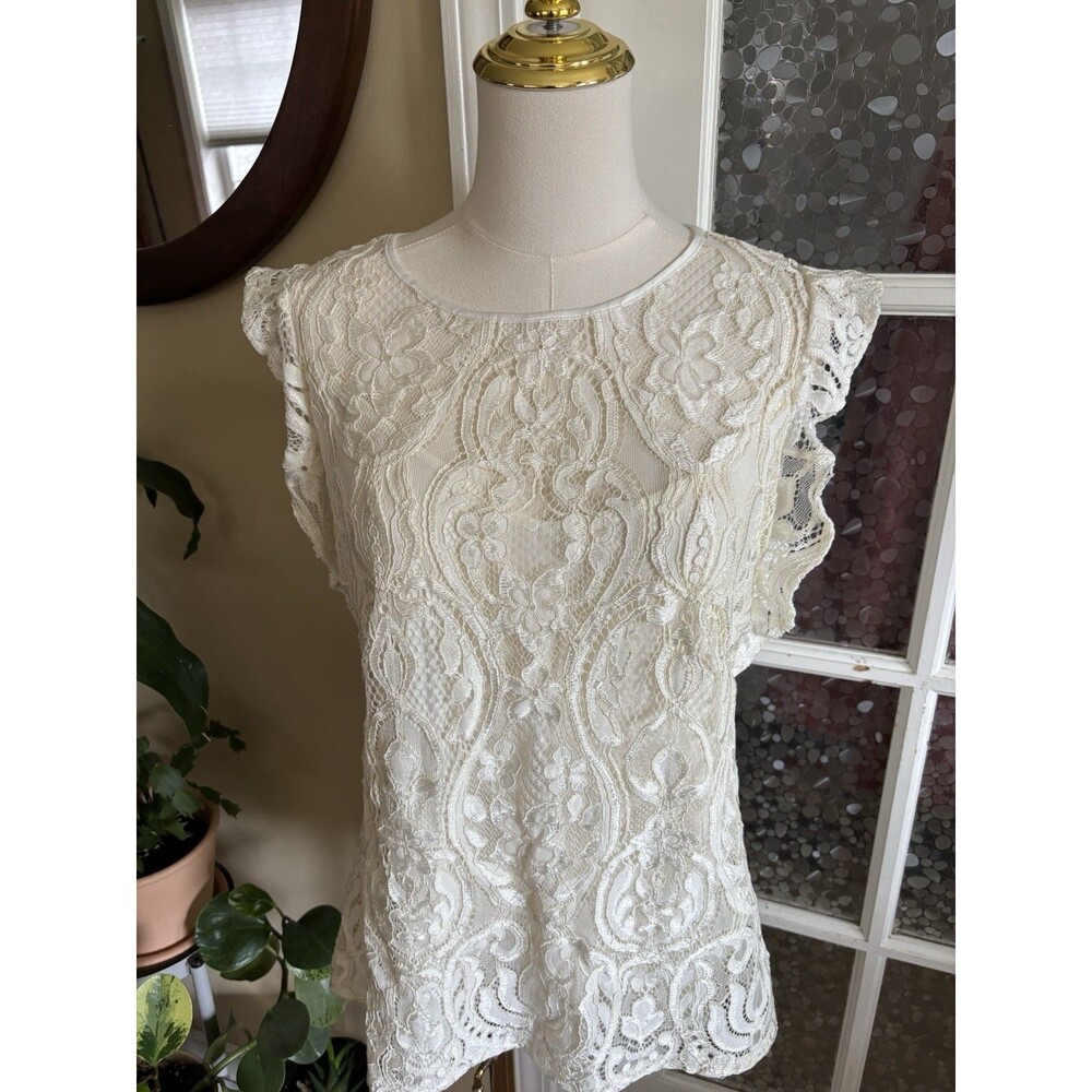 NWT White House Black Market Lace Top Sz 14 Built In Lining Cottage Romantic